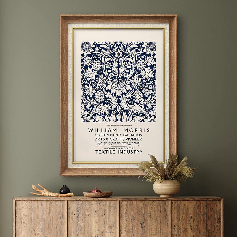 Fleur par William Morris - peinture sur toile encadrée, Naturel
