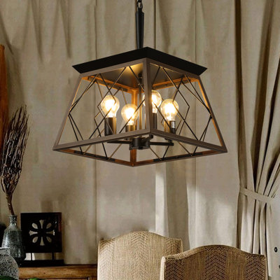 4- Vintage Antique, For Kitchen Dining Room Living Room, Rust And Corrosion Resistance Materials, Adjustable Chain, Retro Ambiance, Walnut Iron Lighting Antique , Rustproof Corrosion, Atmosphere,