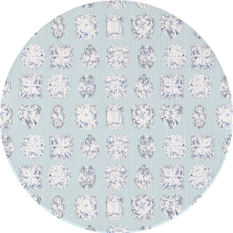 Tapis rond lavable en microfibre Bougie Diamonds, Rond 8 pi, Colombe