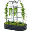 Support pour plante en métal gris foncé, 6 po, avec contrôle pratique pour l'espace extérieur, métal galvanisé