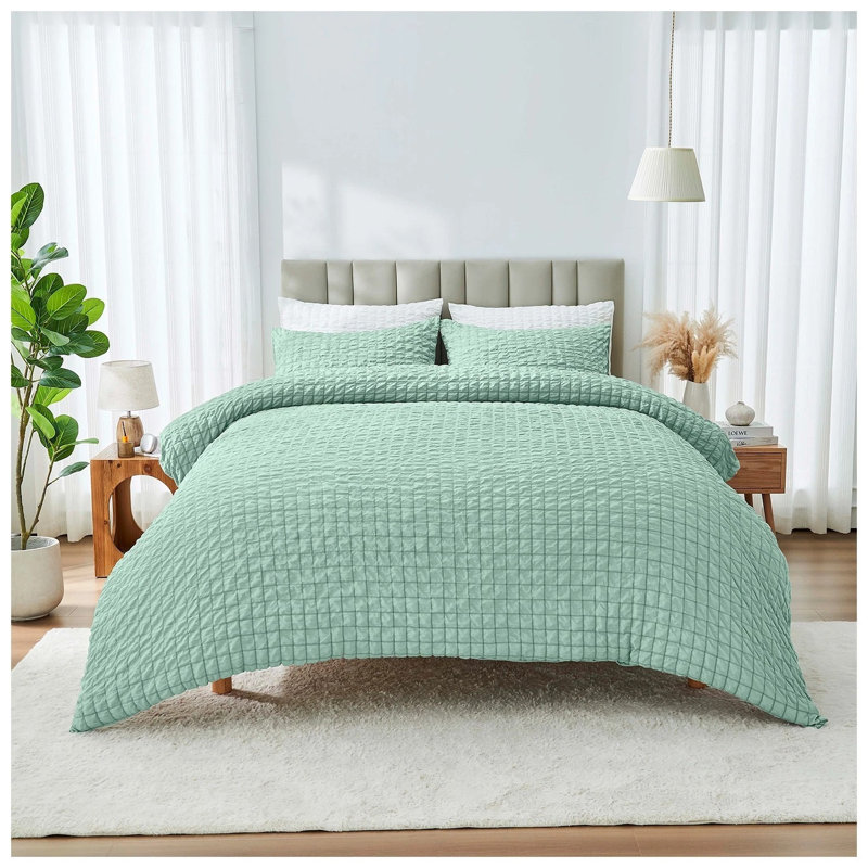 Polyester Duvet Cover Set, King Duvet Cover + 2 Standard Pillowcases, SAGE GREEN