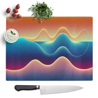 Soundwaves Modern Art Abstract  Glass Chopping Board