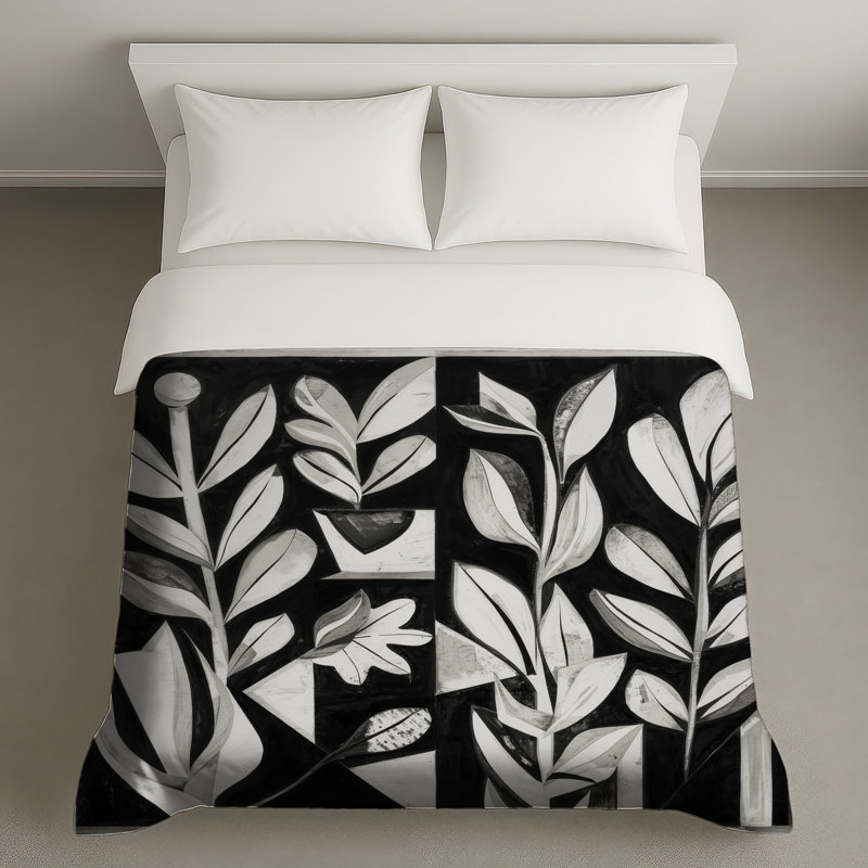 Housses de couette noires et blanches, Lit simple