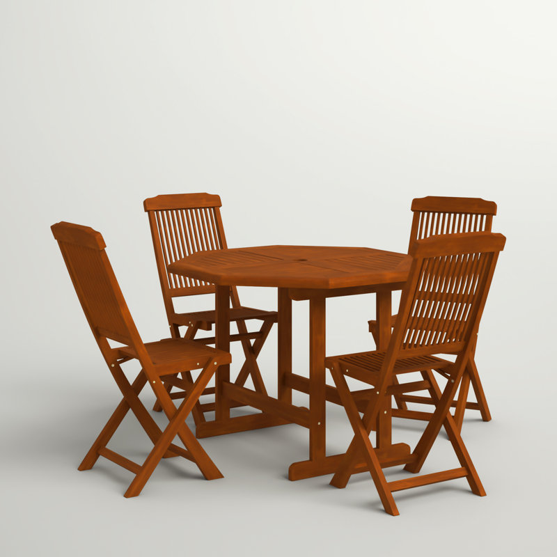 Ponce 4 - Person Acacia Wood Patio Dining Set with