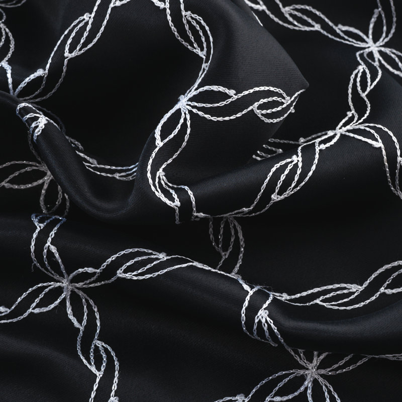 Mckinney Embroidered Room Darkening Window Curtain, 54" W x 84" L, Black