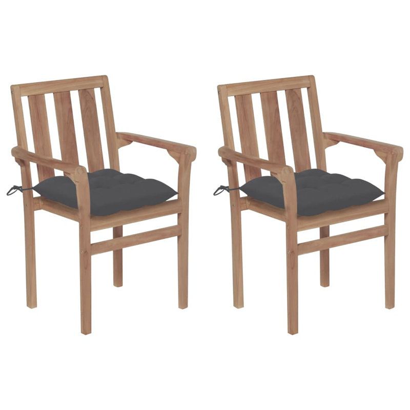 Chaise de patio en teck avec coussins, Beige