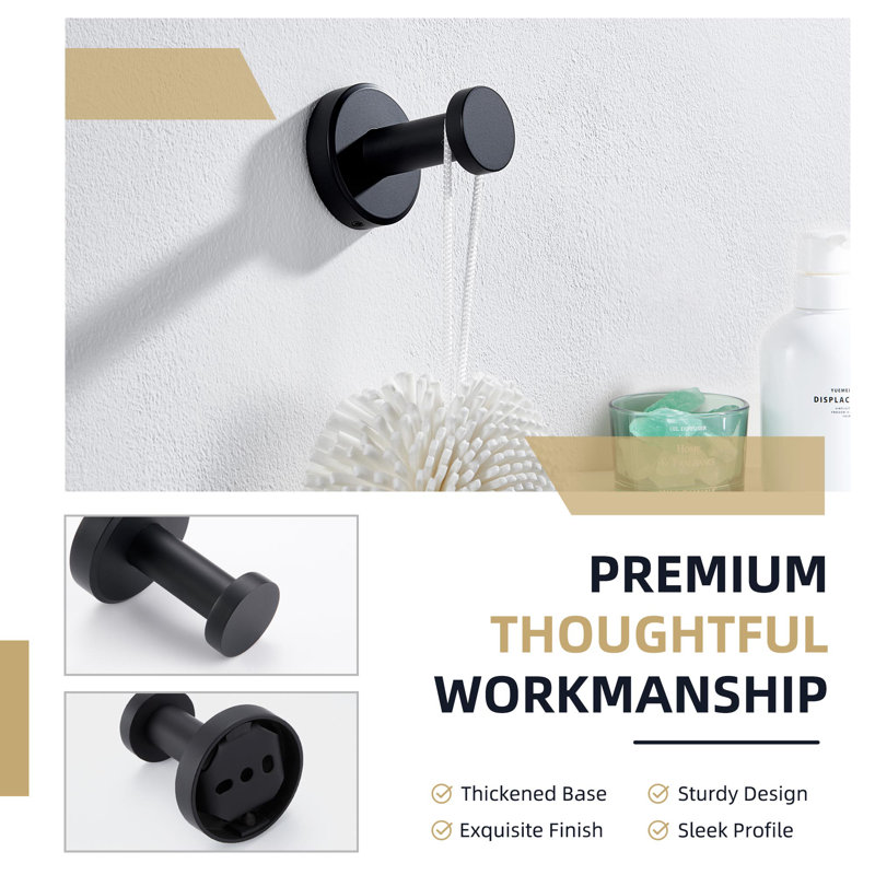 Black and Gold Stainless Steel Wall Mounted Robe Hook
