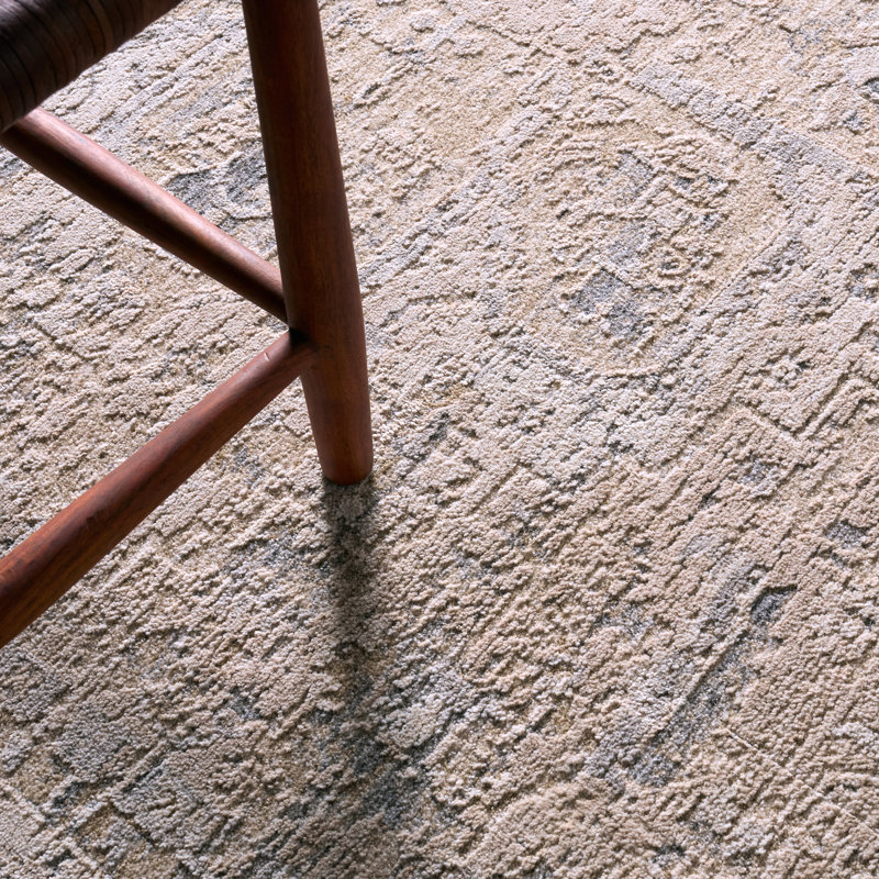 Tapis crème et beige médaillon Kabul ZAR03 , Rectangle 8 pi 6 po x 11 pi 6 po