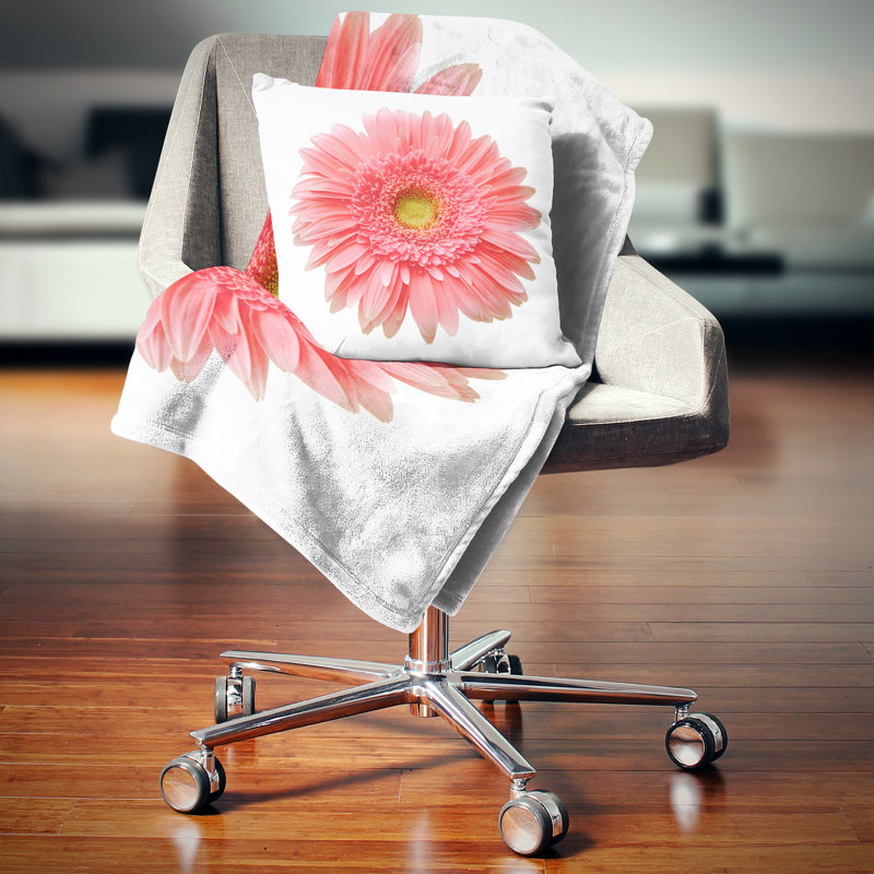 Marguerite simple sur fond blanc - coussin à imprimé floral, 16 po x 1 po, Coussin décoratif