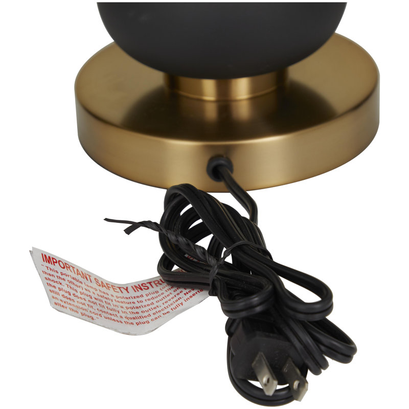 Metal Orbs Style Base Table Lamp with Drum Shade, Brown
