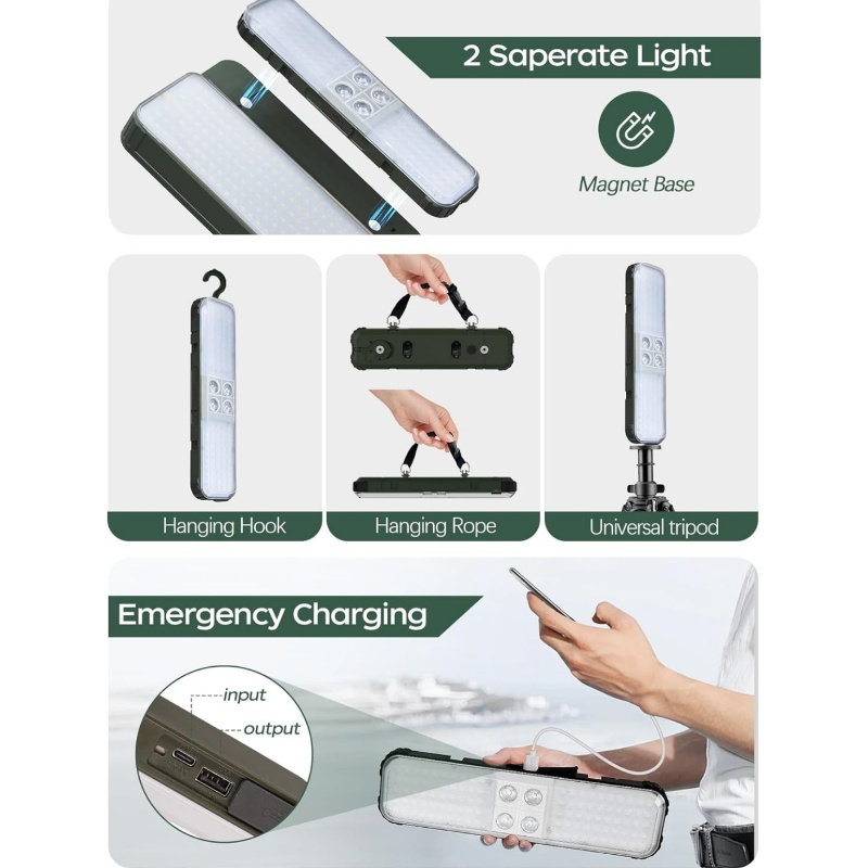 Modern Rechargeable Work Light 10 Inch Metal 1 Piece Black Dimmable