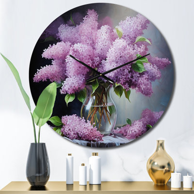 Lilas, impression romantique II - horloge murale florale
