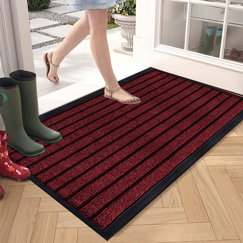 Mavra Non-Slip Indoor Outdoor Door Mat, 80 x 300, Burgendy