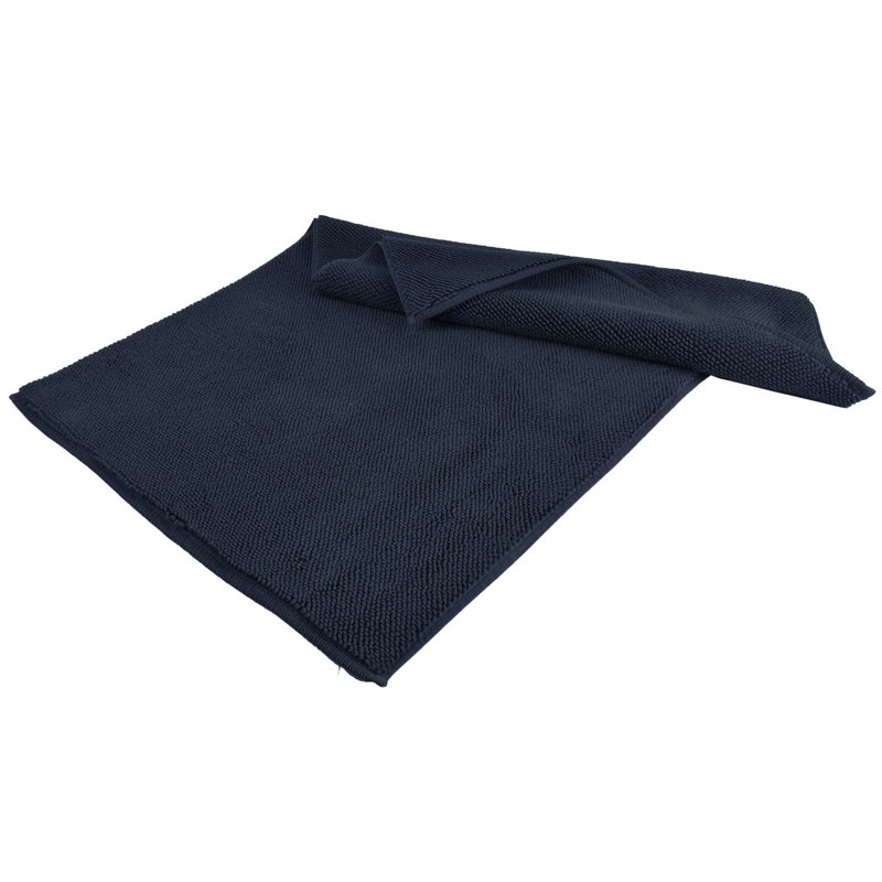Luxueux tapis de bain bleu foncé, 23,6 po x 35,4 po | 100% coton, 820 g / m² | Doux, absorbant, lavable à la machine, cycle délicat | Parfait pour la décoration de salle de bain, le séchage rapide et l'entretien facile