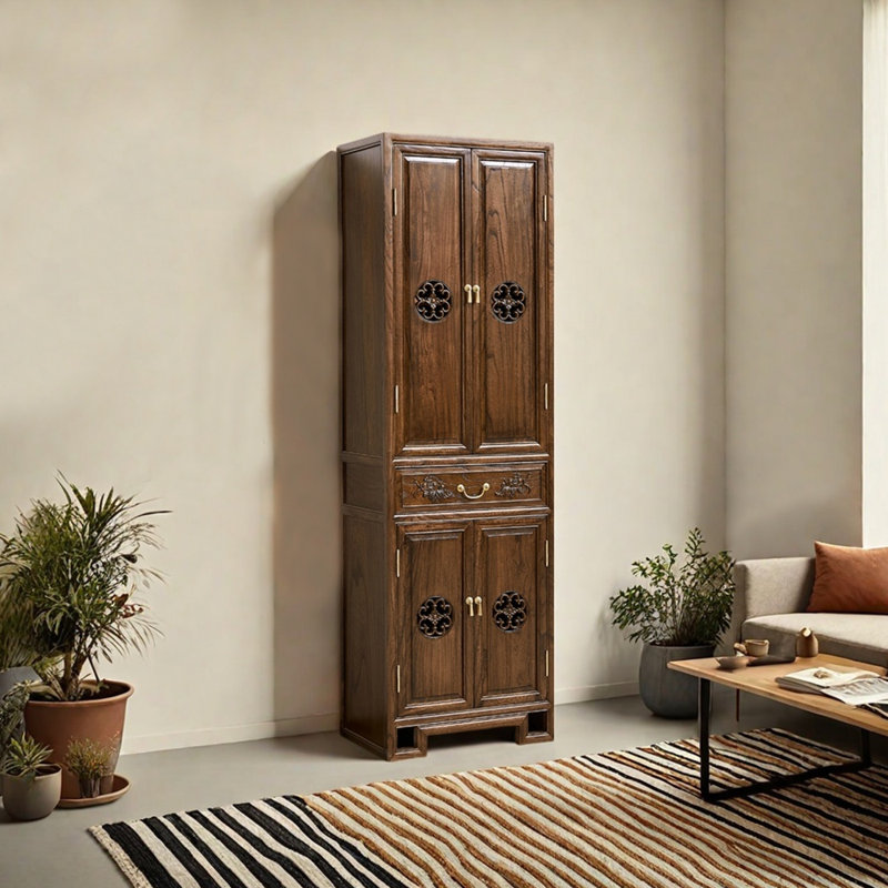 New Chinese Style Solid Wood Bookcase, Brown