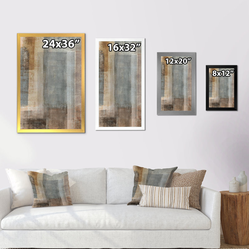 «Gray Meets Beige Abstract Art», reproduction d'art sur toile encadrée