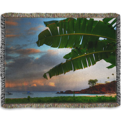 Woven Throw Blanket, Black Rock Kāʻanapali Maui, Hawai'i Sunrise by Kelly Wade