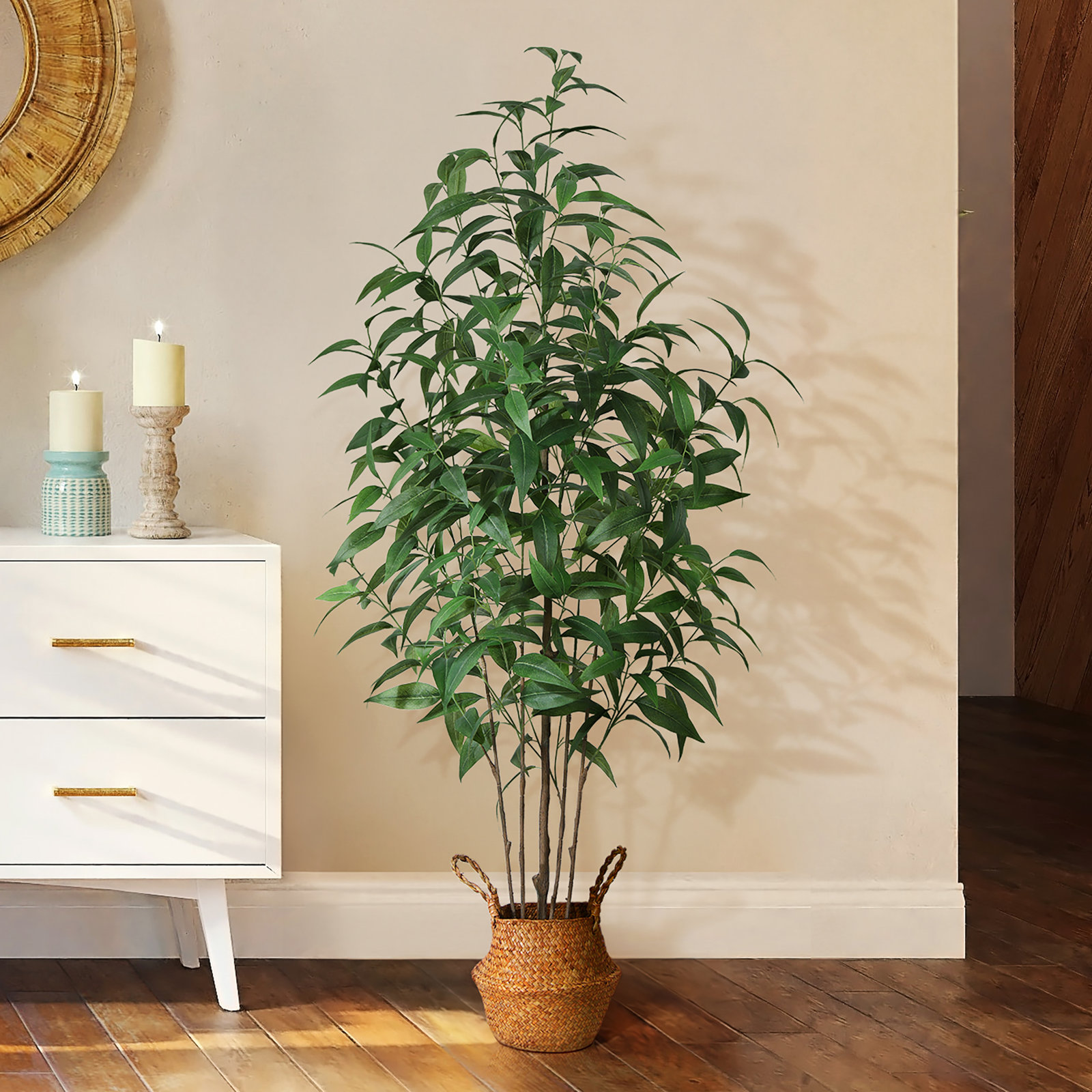 Adcock Eucalyptus Tree in Basket, 59"H x 20" W x 20"D, 2