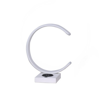 Lampe de table 13,5 "en forme de C à DEL avec port USB / chargeur sans fil