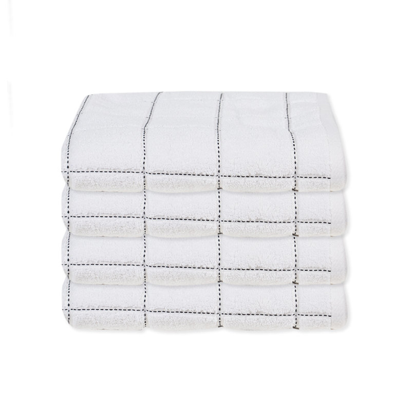 Ensemble de 4 serviettes 100% coton Amaarah, Blanc, Hand Towels - 4 Pack