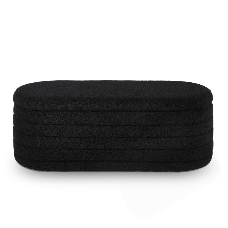 Oval Storage Ottoman Bench, Black