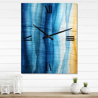 Vertical Sunset Delicate Watercolor - Northern Lights Modern Wall Clock