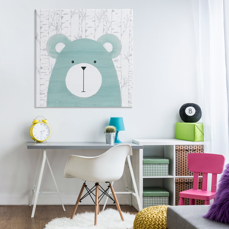 Ours fantaisiste sur toile de bouleau, design par Kim Allen, H 36 po x l 36 po