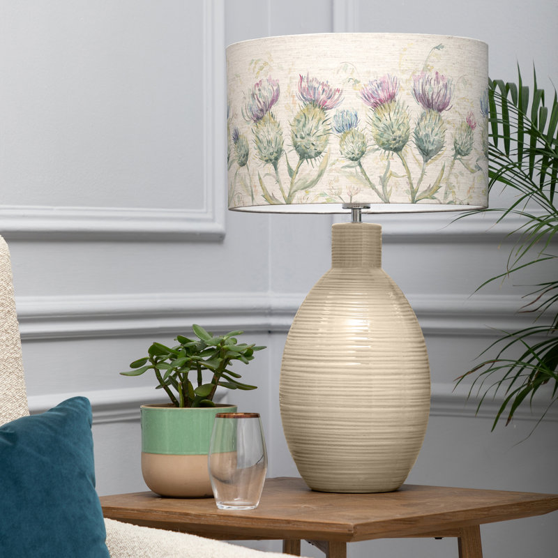 Thistle Glen Ceramic Table Lamp, Cream