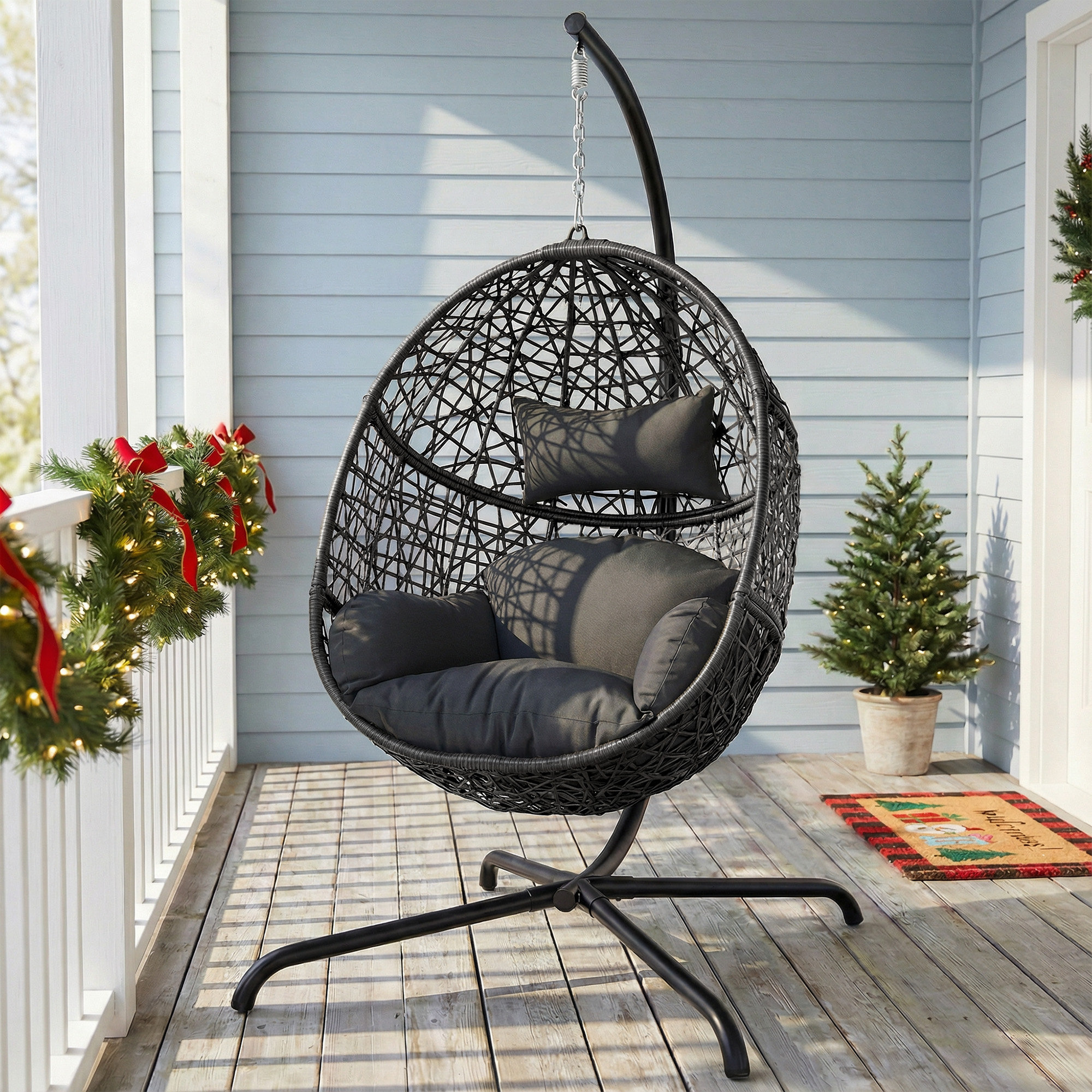 Dakota Fields Chylie Outdoor / Indoor Hammock with Stand Wicker Porch Swing  Egg Chair with Cushion \u0026 Reviews | Wayfair, image size:2000x2000