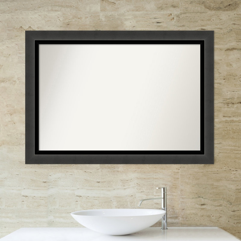 Tuxedo Black Bathroom Vanity Non-Beveled Wall Mirror, 29" x 41"