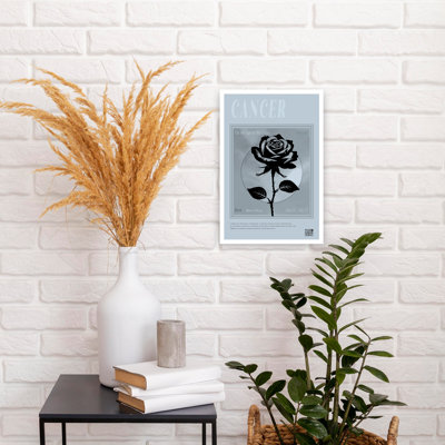 Cancer In Bloom Elegant Modern Vintage Crab Rose Flower Landscape Wall Art Print