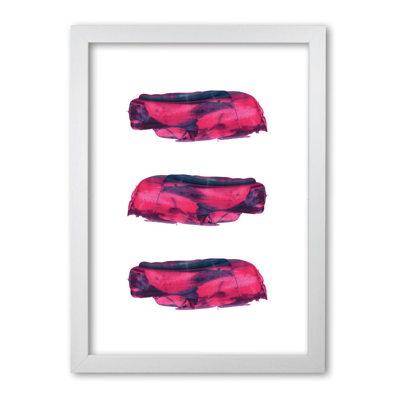 Pink And Purple Abstract Paint Strokes - Print, 30 cm H x 21 cm W x 5 cm D, White Grain Frame