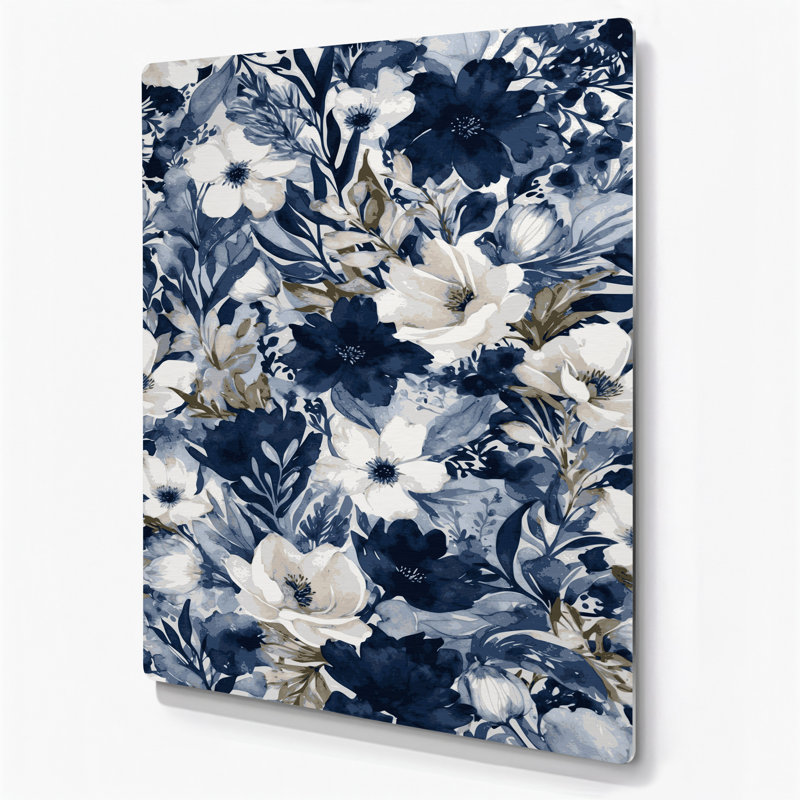 Aquarelle florale, art mural gris en métal 74, H 14 po x l 11 po
