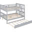 Lit double superposé en gris avec lit gigogne simple, fonctionnel pour les soirées pyjamas, construction solide, caractéristiques, L 79,6 po x l 56,5 po, H 62,9 po, pieds en pin, structure, protection supérieure de la barrière de sécurité