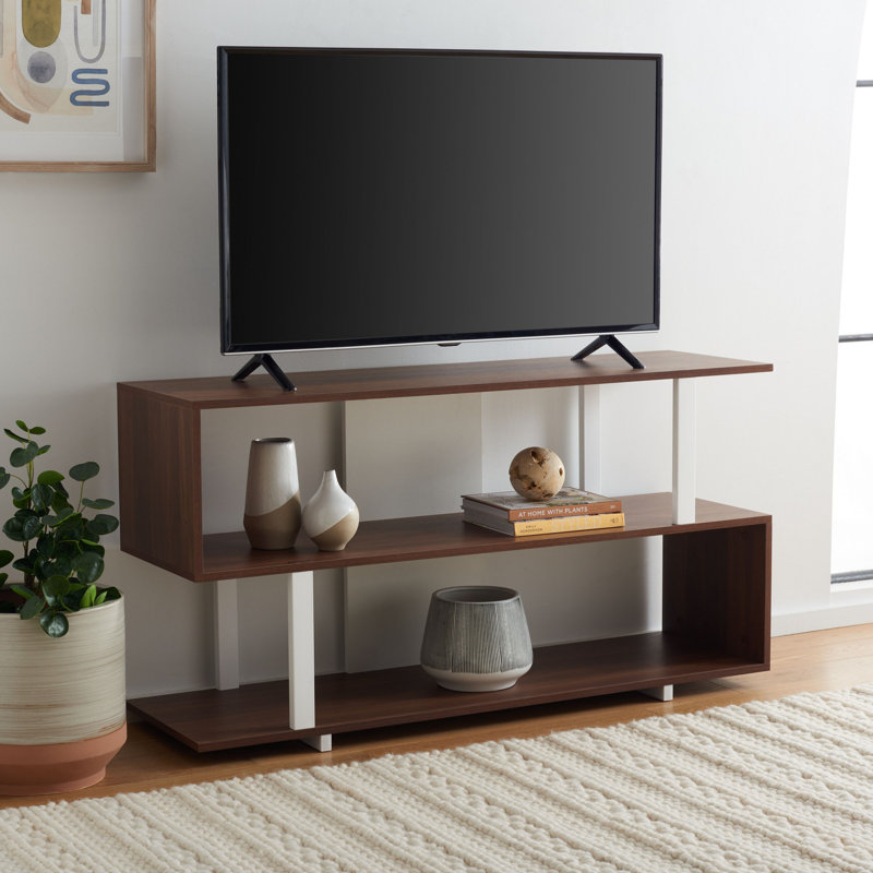 Mccarrell TV Stand, Walnut/White