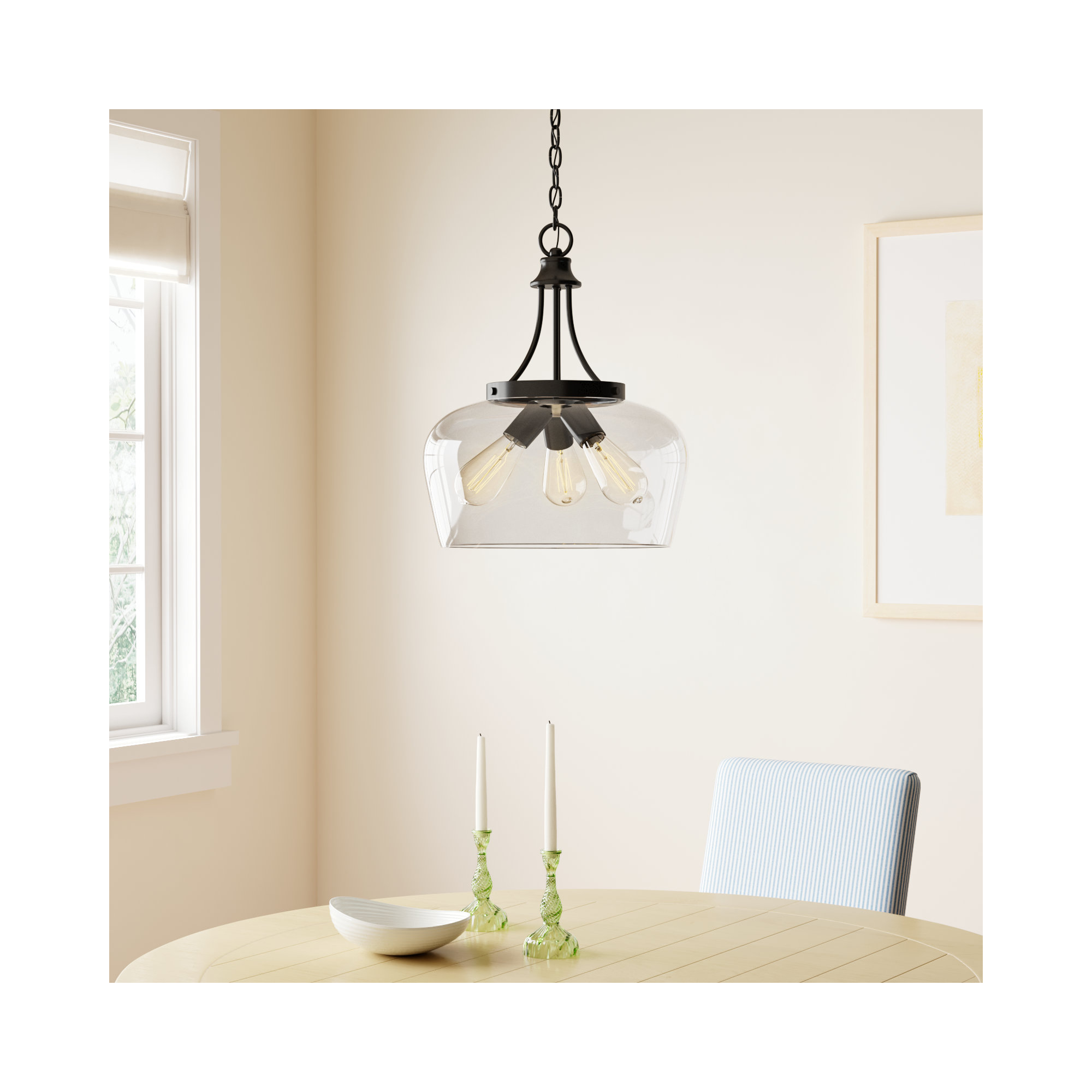 Breena 3 - Light Unique Dome Pendant, White, Matte Black