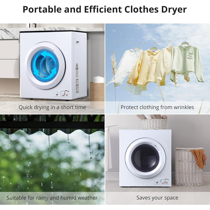 Homhougo 2.65 Cubic Feet Vented Electric Dryer with Sensor Dry