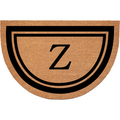 Half Circle Black Border 18 x 30 Monogram Doormat 
