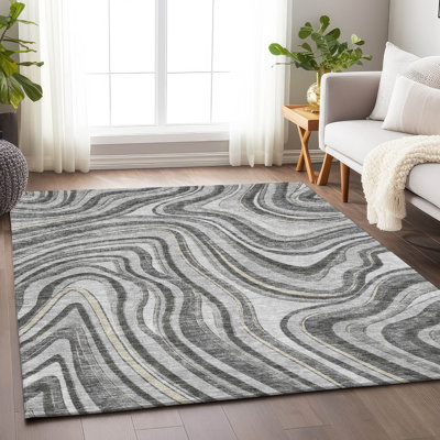 Premium Machine Washable Prisco Gray Rug