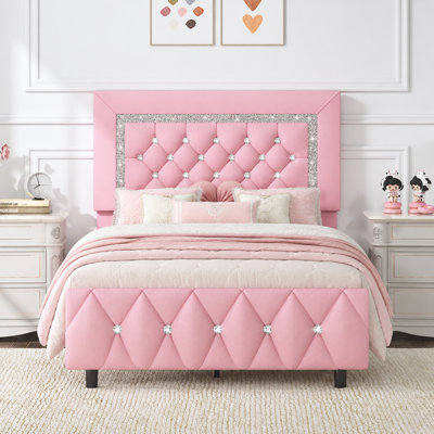 Alber Faux Leather Diamond Tufted Platform Bed - Headboard Included