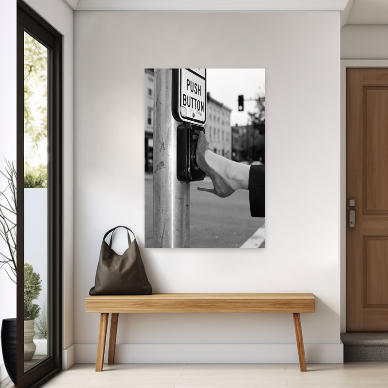 Bouton-poussoir rétro rétro, art mural rétro, H 60 po x l 40 po, Blanc