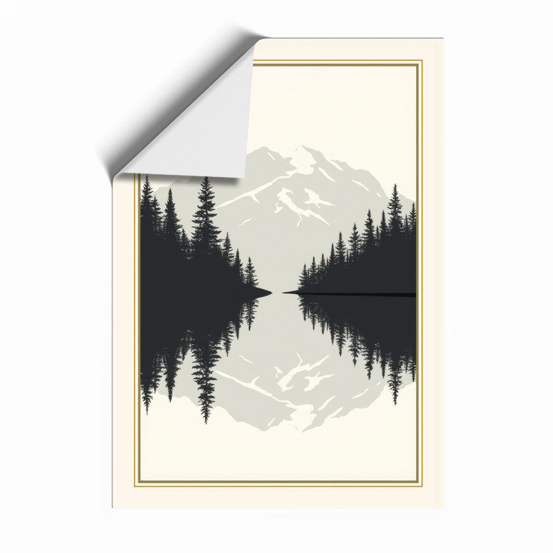 Mountain Reflected Scandinavian - Framed Print, Unframed, A3 - 42.0 x 29.7 cm