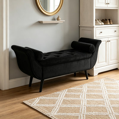 Banc de rangement rembourré en velours