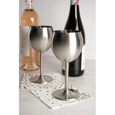 Aulay 6.75 oz. Stainless Steel Wine Glass Set