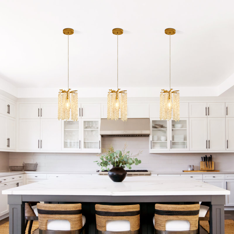 3-pack Crystal Pendant Lights, Crystal Beaded Chandelier For Kitchen Island