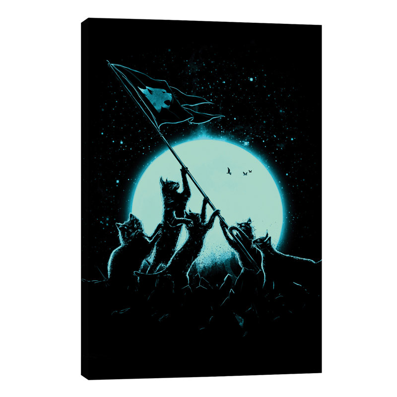 Freedom Cats by Nicebleed Wall Art on Canvas, 12" H x 18" W x 1.5" D, Wrapped Canvas, No Mat