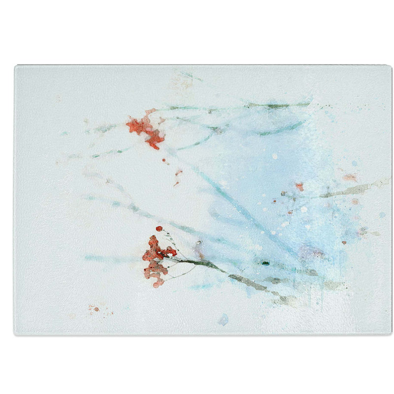 Tempered Glass Branches of Berries Chopping Board, 39 cm W x 28.5 cm L