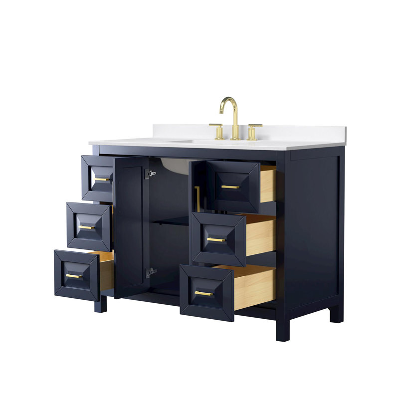 Daria 48'' W Vanity, Giotto Quartz, Brushed Gold, Blue