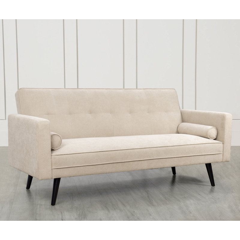Canapé-lit à accoudoirs carrés 80 po Cattalaya, Beige toile