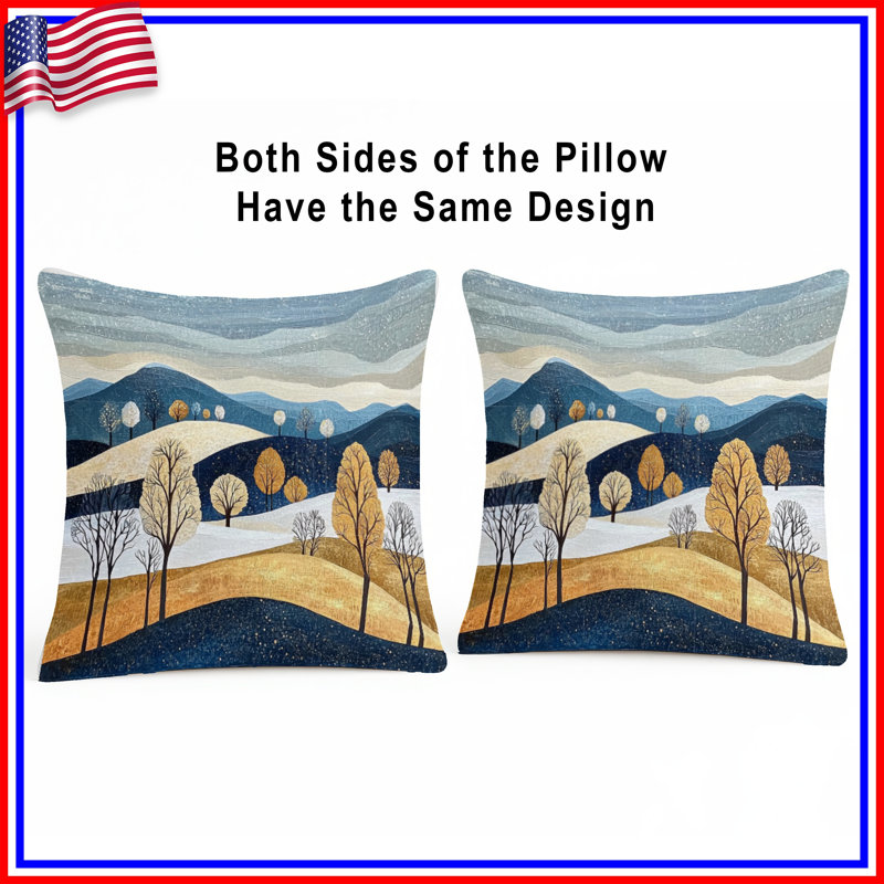 Landscape Throw Pillow, Nature Double Sided Pillows, 14 x 14 inches